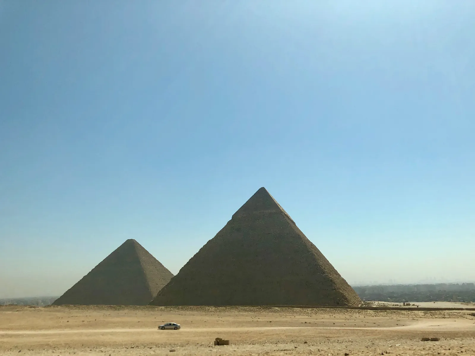 The three principal pyramids of Giza — Khufu, Khafre and Menkaure — on the Giza Plateau outside Cairo.