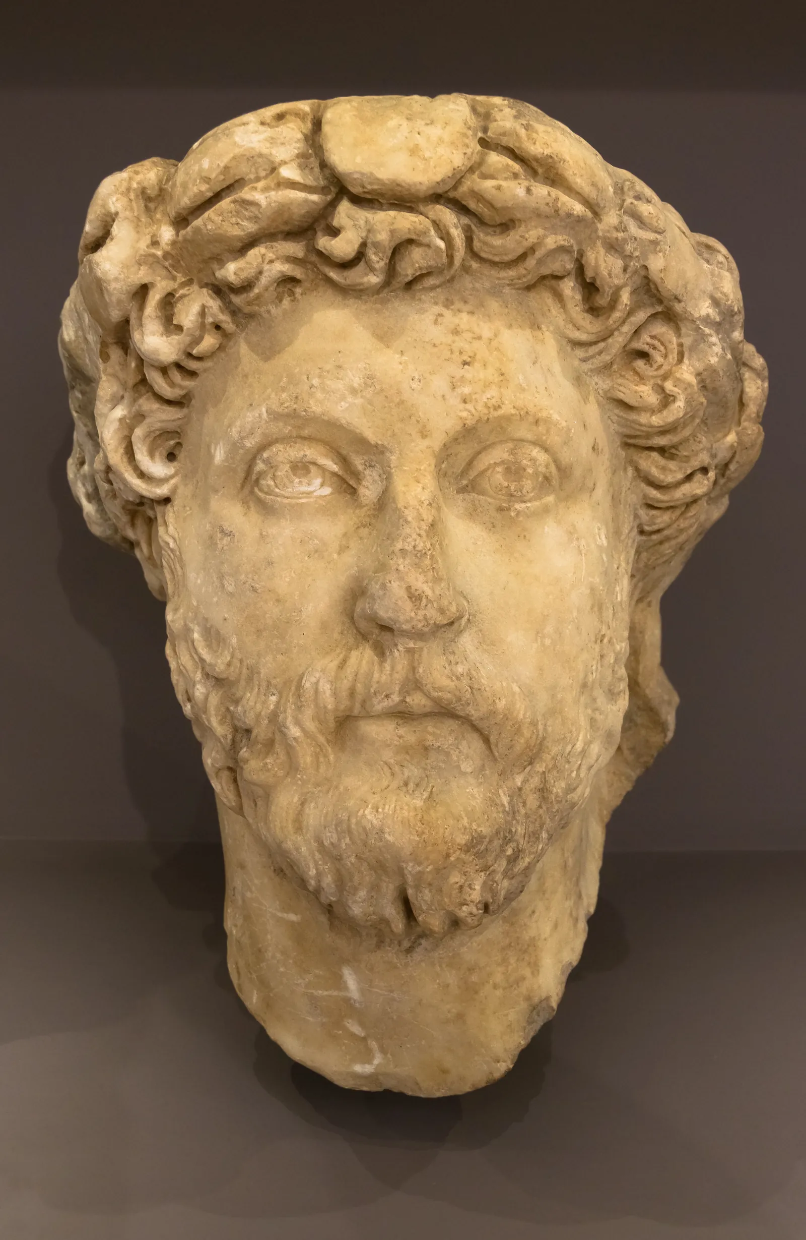 Marble head of the Emperor Marcus Aurelius, 2nd century, Archaeological Museum of Heraklion.